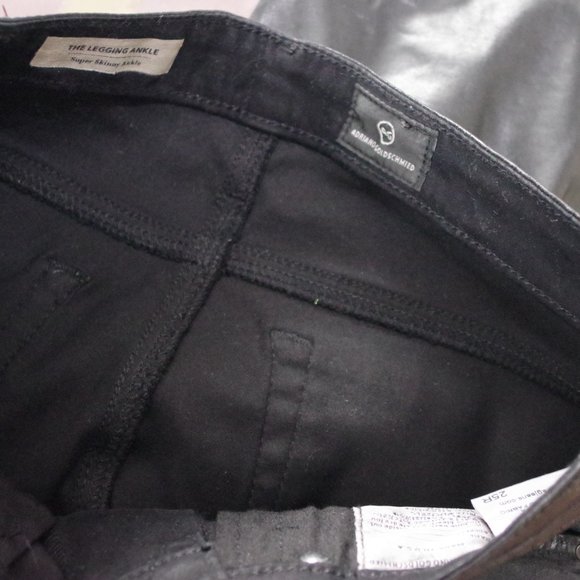 AG Adriano Goldschmied the Legging Ankle LEATHERETTE  Super Skinny  Black Coated - Picture 2 of 4